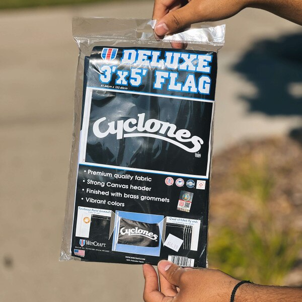 Cyclones Script Black & White Deluxe Flag (3'x5')